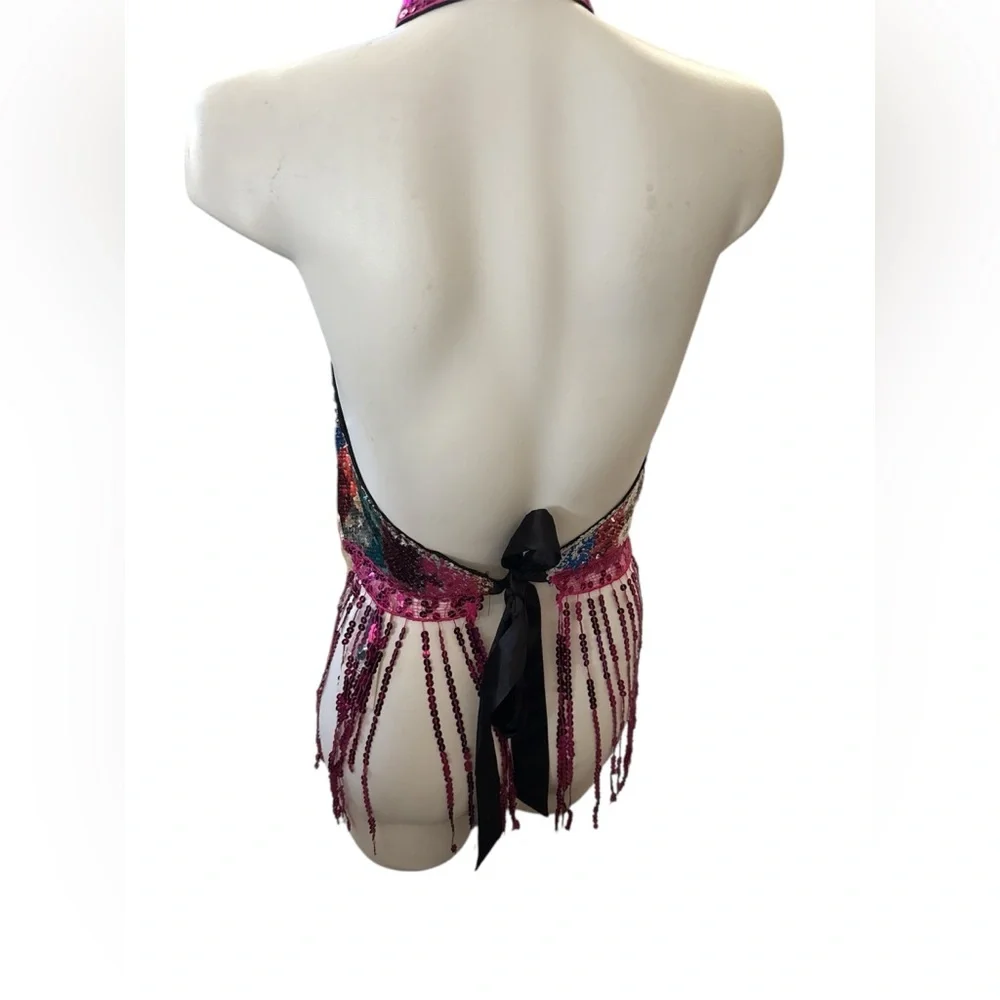 Hot & Delicious Fuchsia Sequin Halter Top - Picture 3 of 4